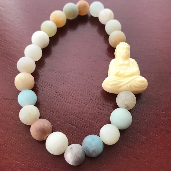 Amazonite gemstone Buddha bracelet - Picture 5 of 6